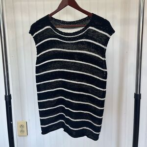 Black and White Striped Knit Top